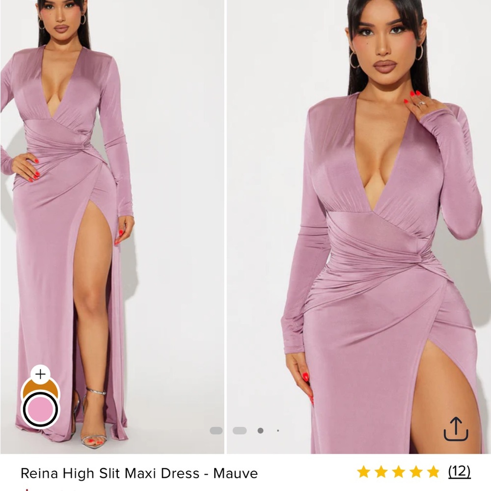 Fashion Nova Lavender Long Sleeve Dress